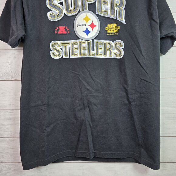 Vintage Y2K Reebok Pittsburgh Steelers Super Steelers AFC Black T-Shirt Sz Large - Picture 3 of 8